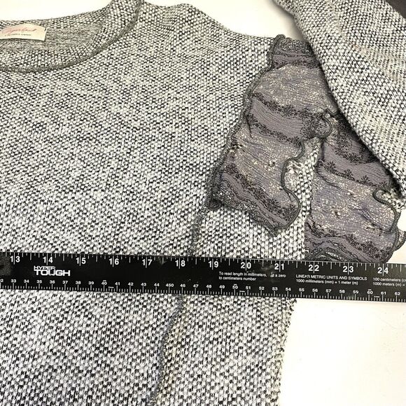SUGARFOX Sweater Gray Pullover Ruffle Sleeves Reverse Seams NWOT - Picture 7 of 9